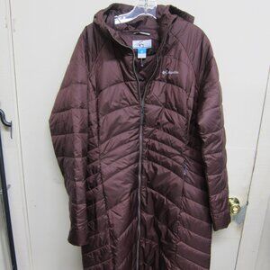 Columbia Women's XL Burgundy 100% Polyester Winter Trench Overcoat Jacket w/Hood
